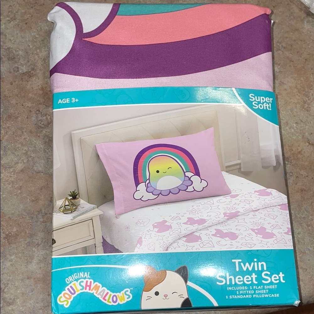 Squishmallows Pink and Purple Twin Sheet Set Whimsical Bedding